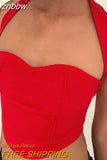 znbbw Knit Halter Y2K Summer 2023 Crop Tops For Women Club Party Sexy Sleeveless Vest Top Cropped Streetwear Tank Tee Fashion