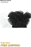 Znbbw TRAF Y2K 3D Organza Patchwork Thin Knitted Women Tanks 2023 Summer Sleeveless Strapless Slim Bustier Female Crop Top