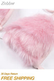 Znbbw Selling Sexy Women Fur Soft Plush Fleece Bras Pink Black Halter Crop Tops Ladies Underwear Bras Short Top