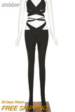 znbbw Spring Sexy Mesh Cami Crop Top And Pants Sets Club Outfit For Women 2023 Hollow Out 2 Two Piece Sets Female Matching Set