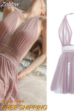 Znbbw Tulle Nightdress Lace Halter Neck Mesh Underwear Nighty for Ladies Night Dress Sleepwear Women Sexy Lingerie Nightwear 912