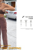 Znbbw Women Y2K Cargo Pants Khaki Loose Streetwear Vintage Low Waist Casual Straight Trousers Sexy Retro Loose Pockets Baggy Pants