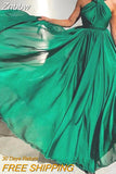 Znbbw Party Dresses for Women Sexy Hollow Halter Off Shoulder Evening Dress Lace Strap Backless High Waist Pleated Long Dress