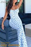 Znbbw Women Elegant Floral Beach Vacation Bodycon Streetwear Long Dress 2023 Summer Clothes Wholesale Items For Business