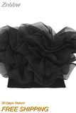 Znbbw TRAF Y2K 3D Organza Patchwork Thin Knitted Women Tanks 2023 Summer Sleeveless Strapless Slim Bustier Female Crop Top