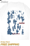 Znbbw Hip Hop Men's Short Sleeve T Shirt Vintage Character Shadow Print T Shirt 2023 Streetwear Harajuku Casual Cotton T Top