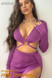 znbbw New Long Sleeve Bandage Dress Sets Elegant Women Top And Skirts Sexy Club Split Skirts Two Piece Set Summer Fashion Outfits