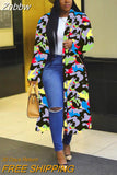 Znbbw Women Casual Loose Printing Overcoat Female Patchwork Spring Full Sleeve Long Coat 2023 Vintage Style Elegant Streetwear 914