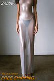 Znbbw 2023 Summer See Through Mesh Maxi Dress Women Strappy Body-shaping Vestido Hipster Lady Sexy Bodycon Long Dress