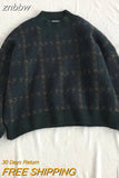 znbbw Winter Streetwear Houndstooth Thick Women's Sweater Loose Knit Woman Sweaters Autumn Fashion Warm Plus Size Female Pullover