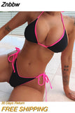 Znbbw Halter Swimsuit Woman Micro Bikini Patchwork Swimwear Sexy Summer Bathing Suits Lace Up Swimming Separate Beach Outfits