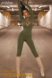 znbbw Autumn Hollow Out Black Jumpsuits Women Green Long Sleeve Bodycon Jumpsuit Winter One Piece Sexy Club Outfits For Women