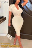 znbbw Summer Sexy Pink Long Dresses Club Outfit For Women 2023 Short Sleeve Bodycon Knitted Hollow Out Maxi Dresses Female