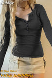 Znbbw Fairycore Y2K Tops Tee Aesthetic Button Up Retro Grunge Clothing Solid Casual 90s Slim Womenswear Shirts
