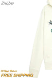 Znbbw Letter Embroidered Sweatshirts Women 2023 Spring Autumn Cardigan Hoodie Tops Female Casual Streetwear Hooded Sweatshirt