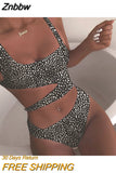 Znbbw Sexy Women One-Piece Swimsuit Female Swimwear Bandage Leopard Hollow Out Brazilian Monokini Bathing Suit Women