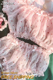 Znbbw Women Sheer Stars Ultra-thin Gauze Ruffles Off Shoulder Sleeve Tops Shorts Leg Ring Underwear Set Temptation Sexy Pajamas 912