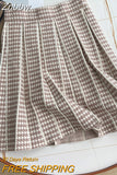 Znbbw New Houndstooth Pleated Short Skirt Women's Autumn Winter High Waist All-match A-line Mini Knitted Skirts GD745