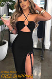 znbbw Hot Summer Sexy Halter Backless Sleeveless Cut Out Maxi Dress For Women Elegant Party Club Party Slit Dresses Vestido