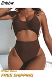 Znbbw 2023 Sexy Women One Piece Swimsuit Solid Swimwear Female Thong Brazilian Bathing Suit Bathing Suit Monokini Beachwear