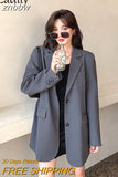 znbbw 2023 Winter New In Korea Style Long Sleeve Women Blazer Office Lady Loose Solid Suit Work Blazers Spring Female Coat