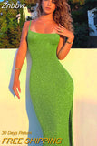 Znbbw Women Elegant Party Club Evening Bodycon Streetwear Green Long Dress 2023 Summer Clothes Wholesale Items For Business