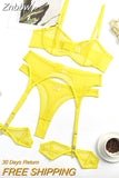 Znbbw Sensual Lingerie See Through Bra Kit Push Up Seamless Sheer Lace Intimate Soft Erotic Sets Garter Underwear Uncensored