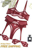 Znbbw Sensual Lingerie See Through Bra Kit Push Up Seamless Sheer Lace Intimate Soft Erotic Sets Garter Underwear Uncensored