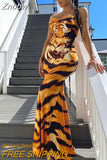 Znbbw Women Tiger Printed Bodycon Sleeveless Party Club Evening Long Dress 2023 Summer Clothes Wholesale Items For Business