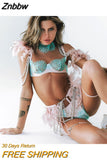 Znbbw Feather Lingerie For Women Underwear Uncensored 18 Tulle Bra With Chain See Through Erotic Delicate Lace Garter Outfits