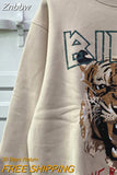 Znbbw Graphic Sweatshirts for Women Printed Loose Fashion Pullovers Tops 2023 Spring Autumn Female Vintage Sweatshirt Hoodies