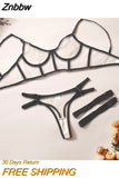 Znbbw sexy rose néon pour femmes, sous-vêtements porno, soutien-gorge transparent, costume nu non censuré, 4 pièces, 7.0 ensembles