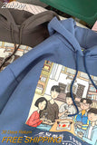 Znbbw print hoodie women autumn and winter Korean cartoon print ins trend couple sweatshirt casual street wild oversized hoodies