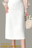 Znbbw New Brand Fashion High Quality High Waist Elegant Straight Skirts Women Office Lady Back Slit Mid-Length Pencil Skirts