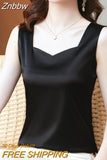 Znbbw Fashion Summer Silk Tank Tops Women Office Lady Solid Satin Camisole Vest Female Casual Loose Basic Tops For Women