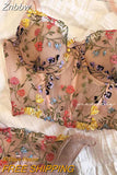 Znbbw Sexy Lingerie Fairy Floral Embroidery Padded Underwear Lace Set Woman 2 Pieces Erotic Luxury Fancy Outfits Intimate