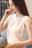 Znbbw Summer Tops Women Blouses Femme Blouse Women Blusas Mujer De Moda 2023 Verano Sleeveless White Chiffon Blouse Shirt E770