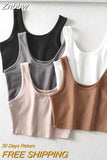 Znbbw women summer crop tops sleeveless short cotton u collar knitted bar