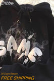 Znbbw Funny Kawaii Graffiti Monster Bubble Print Anime Hoodie Men's Korean Fashion Casual Streetwear Hip Hop Gothic Sweatshirt 912