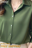 Znbbw Blouses Femme Long Sleeve Green White Blouse Women Tops Blouse Women Blusas Mujer De Moda 2023 Chiffon Blouse Shirt E678