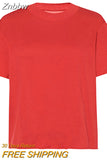 Znbbw Cotton T-Shirts for Women 2023 Summer Clothing Fashion Short Sleeve Simple Tee Shirt T-Shirt Chic Female Casual Tees Tops