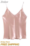 Znbbw TRAF 2023 Sexy V-Neck Solid Satin Woman Camis Tank Tops Sleeveless Summer Casual Camis Tops For Women