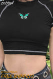 znbbw Short Sleeve Tee Girl Skull Print Vintage Graphic Clothes Crop Top Women T-Shirt Fashion Casual Summer Streetwear Slim 2023