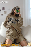 Znbbw retro fashion sweatshirt suit women spring and autumn new letter embroidery oversized ins street casual two-piece suit