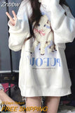 Znbbw Kawaii Anime Hoodies Women Harajuku Hip Hop Oversized Sweatshirts Cute Cartoon Loose Casual O-neck Tops Korean Fashion