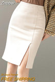 Znbbw Simple OL Style Office Pencil Skirts Elegant All-Match High Waist Slim Women Skirts Female Classic Vintage Casual Bottoms