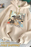 Znbbw print hoodie women autumn and winter Korean cartoon print ins trend couple sweatshirt casual street wild oversized hoodies