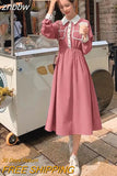 znbbw 2023 Summer French style Patchwork Button Up Shirt Dress Office Lady A-Line Turn Down Collar Mid Dresses Work Vestidos