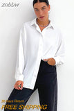 znbbw 2023 Spring Minimalist Full Sleeve Women White Shirt Oversize Button Up Woman Tunic Blouse Work Female Clothing Tops