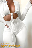 znbbw Summer Winter Sexy Black Womens Jumpsuit 2023 White Black Bandage Long Sleeve Bodycon Jumpsuits One Piece Outfits Women